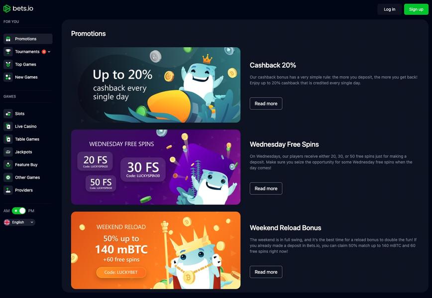 Bets.io kasíno bonusy